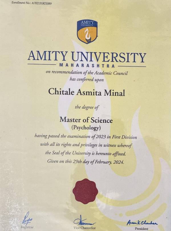 Masters Degree Asmita Chitale